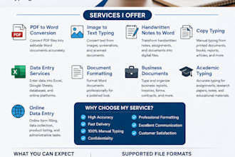 do a fast typing job, retype scanned documents, your typist