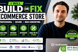build or fix ecommerce store, online store setup, payment gateway, integrate api