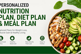 write nutrition plan, diet plan, meal plan for weight loss, muscle gain