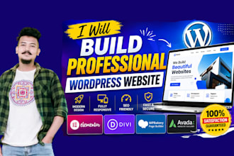 build a professional wordpress website using elementor, divi, wpbakery, or avada