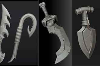 design a custom 3d cosplay prop and weapon stl file for 3d printing