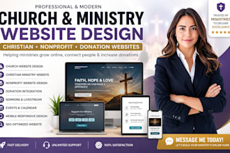 design church website, christian ministry, nonprofit and donation website