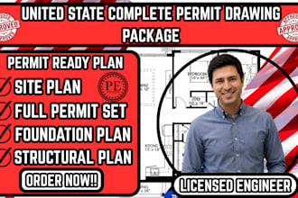 stamped full permit set for USA construction plan,structural plan,building plan