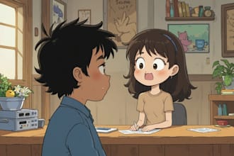 draw a cute and funny cartoon illustration