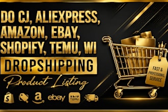 do cj, aliexpress, amazon, ebay, shopify, temu, wi dropshipping product listing