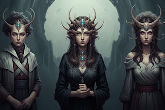 dark fantasy art with unique, intricate details