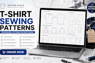 create tshirt sewing patterns, basic clothing pattern making service for fashion