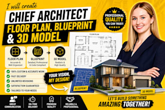 create chief architect floor plan, blueprint and 3d model
