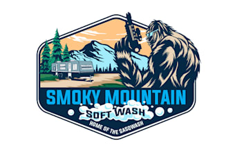 make soft wash amazing logo with mountain wash artist
