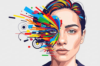create a face into color vector portrait drawing