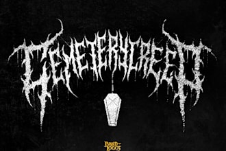 design a dark blackened death metal band logo