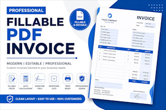 create fillable PDF invoice design and editable invoices