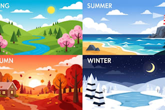 draw a flat vector landscape illustration
