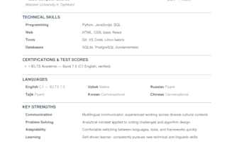 write a professional CV and resume in PDF format