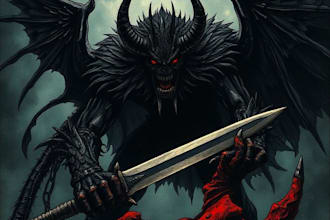 draw custom dark berserk style art in high quality