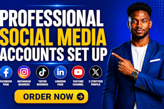 create and set up your social media accounts and setup facebook page