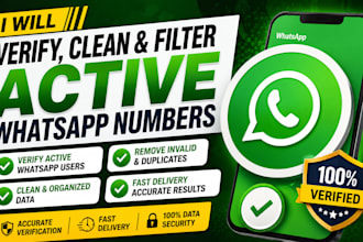 verify, clean and filter active whatsapp numbers
