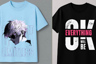 create graphic tshirt design, anime and trendy tshirts
