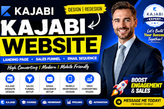 design redesign kajabi website sales funnel landing page and email sequence