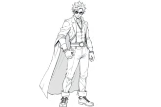 sketch the character with line art style