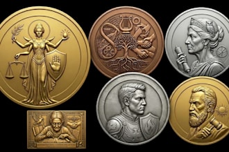 sculpt printable 3d coin model bas relief medallion cnc model pendant stl file