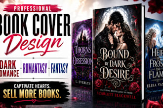 design, create illustrated dark romance cozy mystery book cover for amazon KDP