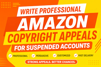 write professional amazon copyright appeals for suspended accounts