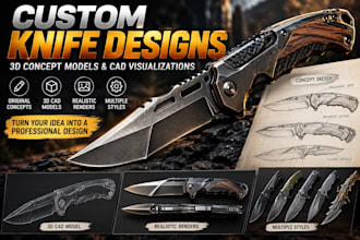 create custom knife design, knife cad model and 3d knife design