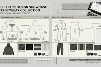design active wear tech pack, sportwear tech pack and cad flats