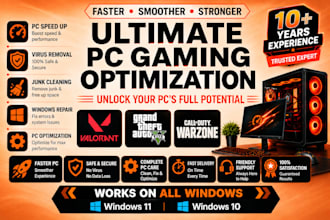 optimize, repair, tweak, safe overclock your PC for gaming, fix lag, windows os