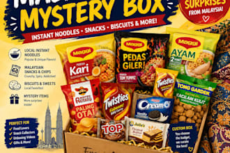 send unique malaysian instant noodles, snacks, mystery box
