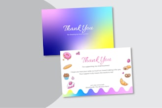 design girly thank you card, product insert card