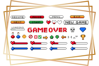 create game UI hud design for menus, battle UI and custom game icons