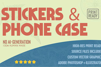 design laptop stickers and phone covers with cute illustrations