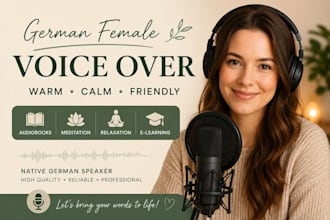 record a warm german voice over for audiobooks and meditation