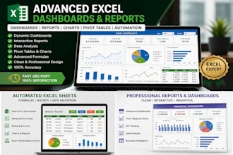 create advanced excel dashboards, reports and spreadsheets