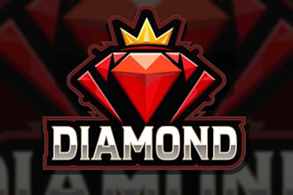 design awesome red diamond mascot logo only 15 hours