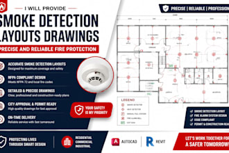 provide smoke detection layouts drawings  precise and reliable fire protection