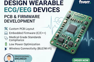 design wearable ecg eeg biomedical medical device pcb and firmware