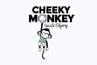 create corporate monkey animated logo for a world tour