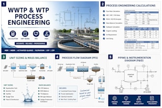 provide wwtp wtp process engineering unit sizing pfd and pid