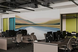 redesign office interior 3d rendering, architecture 2d floor plan,home workspace