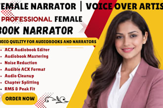 be your female audiobook narrator for acx audible authors republic and spotify