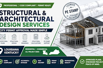 do structural, architectural design city permit pe stamp in louisiana, kentucky