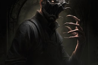 create dark art illustrations for a band or brand