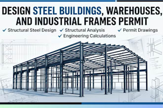 design US steel buildings warehouses industrial frames for permit