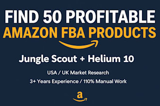 find 50 profitable amazon fba products using jungle scout and helium 10