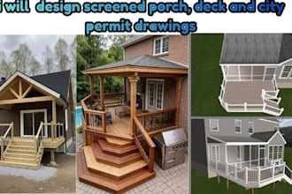 design screened porch, deck and city permit drawings