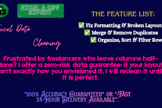 fix, format, clean excel data, and merge duplicates