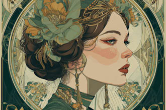 create illustrations in art nouveau style